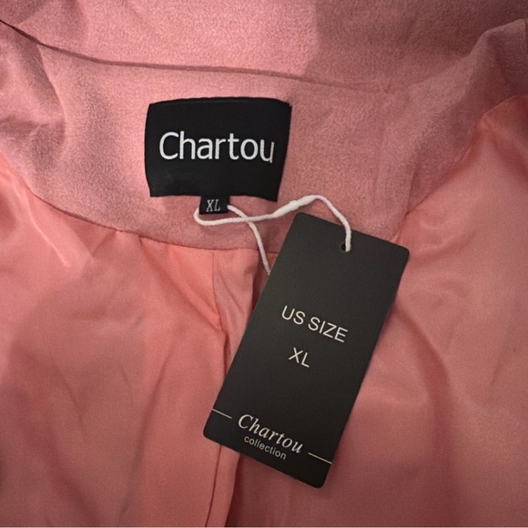 CHARTOU Pink Faux Suede Fringe Cropped Tassel Western Moto Jacket Women’s XL NWT - Picture 4 of 11